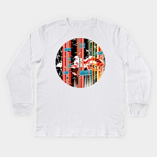 The Judge - Glitch Digital Abstract Art Rain, Clouds and Rainbows Kids Long Sleeve T-Shirt